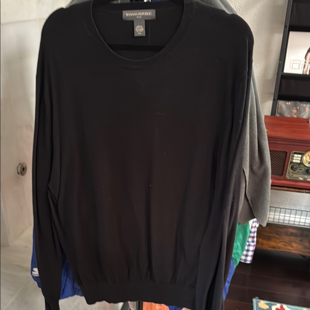 Banana Republic Black Crewneck Sweater Classic Knit